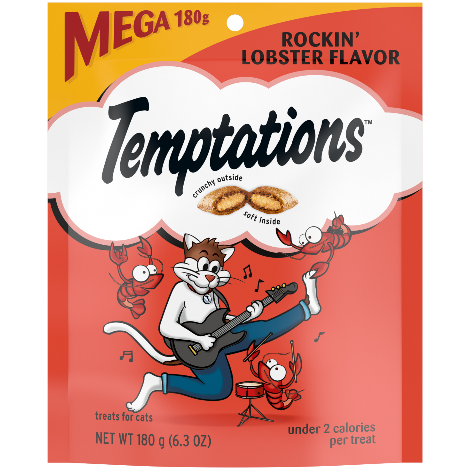 slide 1 of 8, TEMPTATIONS Classic Crunchy and Soft Cat Treats Rockin' Lobster Flavor, 6.3 oz. Pouch, 6.3 oz