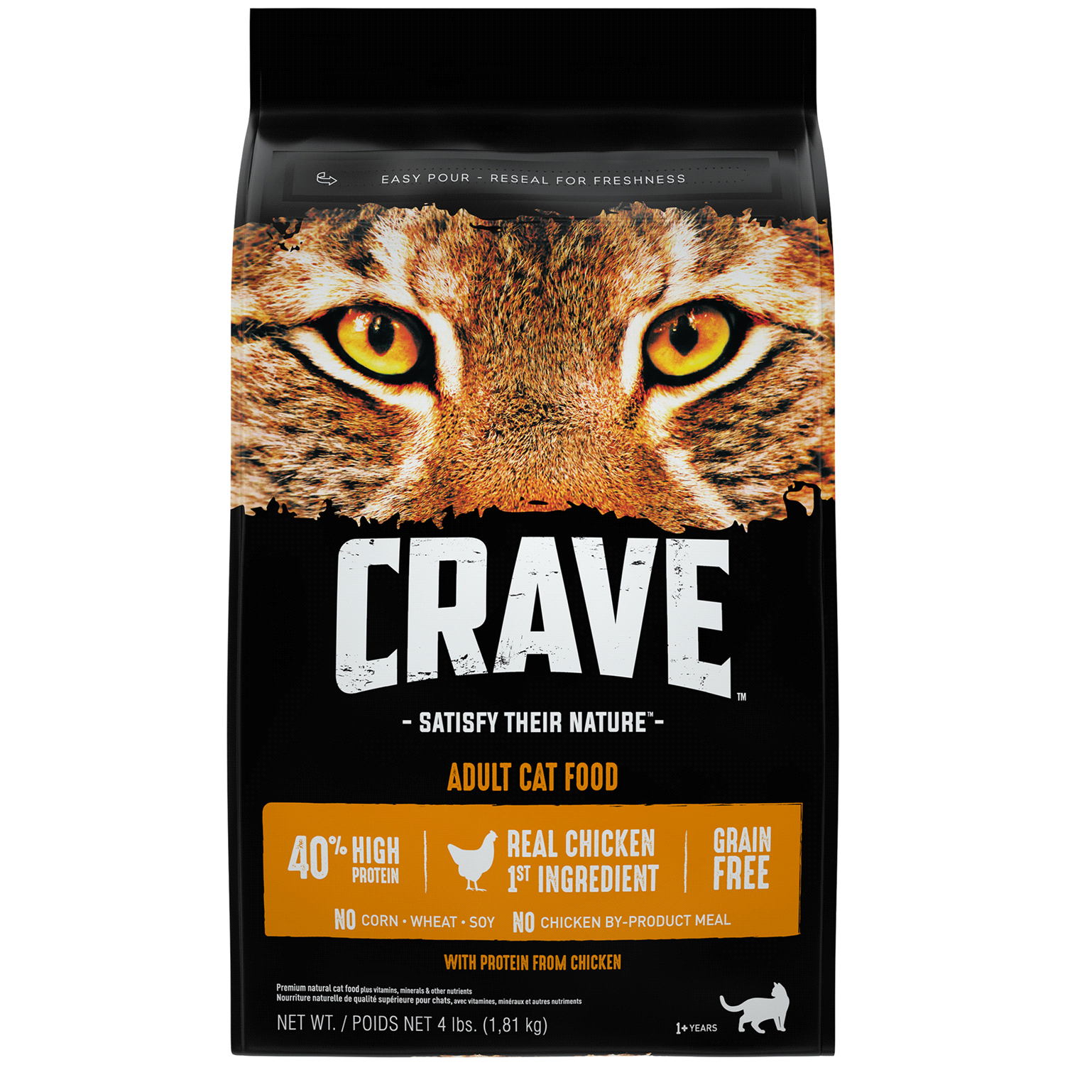 slide 1 of 2, CRAVE Grain Free Adult High Protein Natural Dry Cat Food With Protein From Chicken, 4 lb