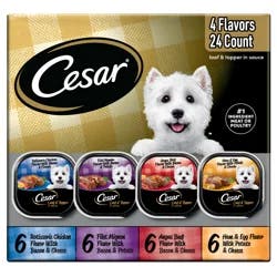 Cesar Loaf & Topper in Sauce 4 Flavors Canine Cuisine 24 - 100 g Trays