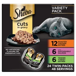 Sheba Perfect Portions Cuts in Gravy Premium Cat Food Variety Pack 48 - 37.5 g Packs