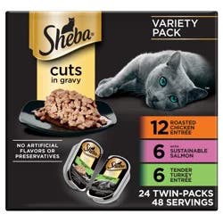 Sheba Perfect Portions Cuts in Gravy Premium Cat Food Variety Pack 48 - 37.5 g Packs