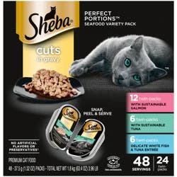 Sheba Perfect Portions Cuts in Gravy Assorted Cat Food Seafood Variety Pack 48 - 37.5 g Packs