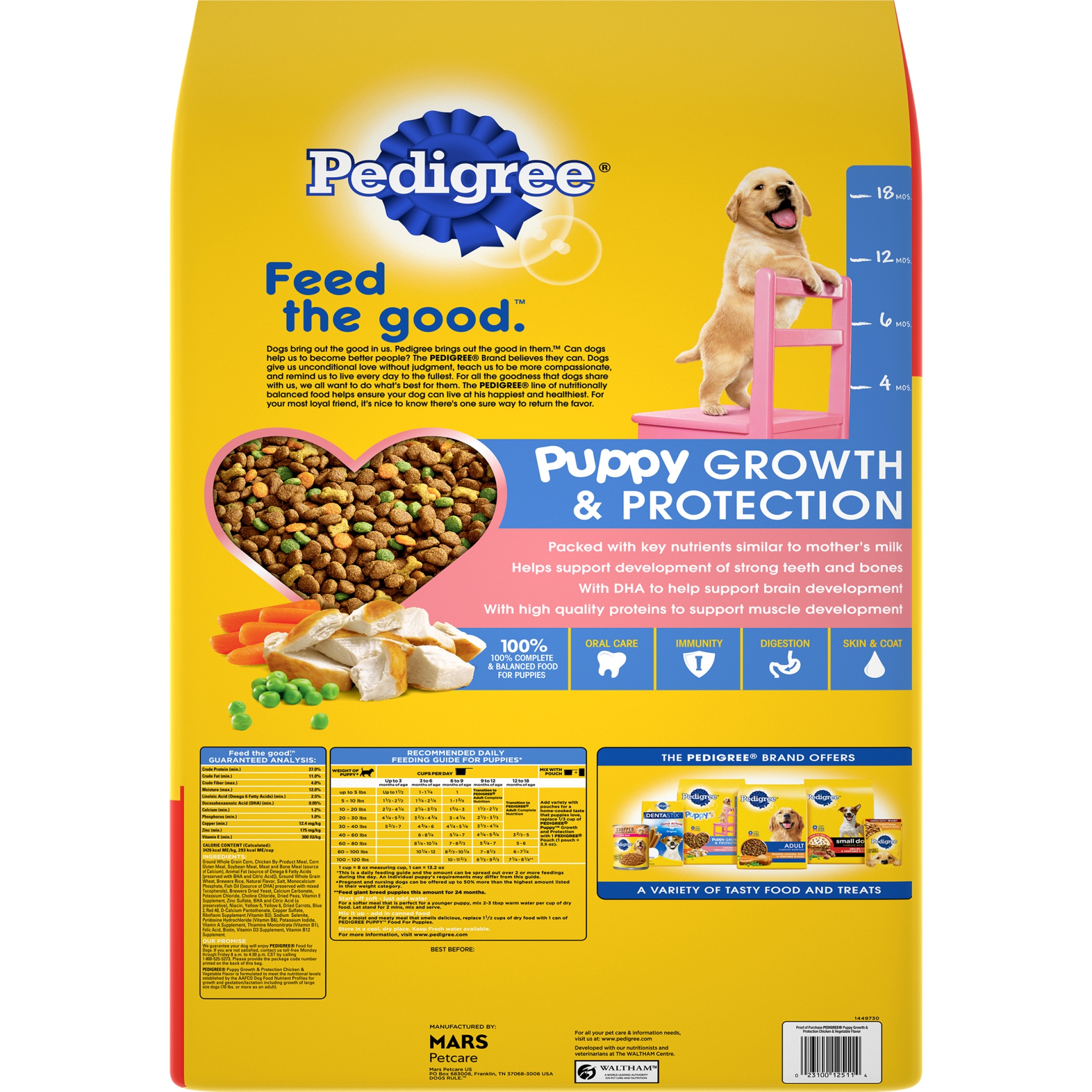 slide 6 of 9, PEDIGREE Puppy Growth & Protection Dry Dog Food Chicken & Vegetable Flavor, 36 lb. Bag, 36 lb