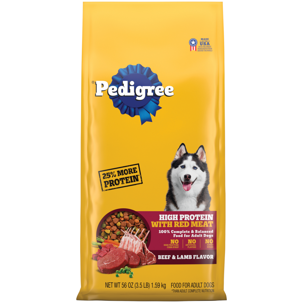 slide 1 of 29, Pedigree High Protein with Red Meat Adult Beef & Lamb Flavor Dog Food 56 oz, 3.5 lb