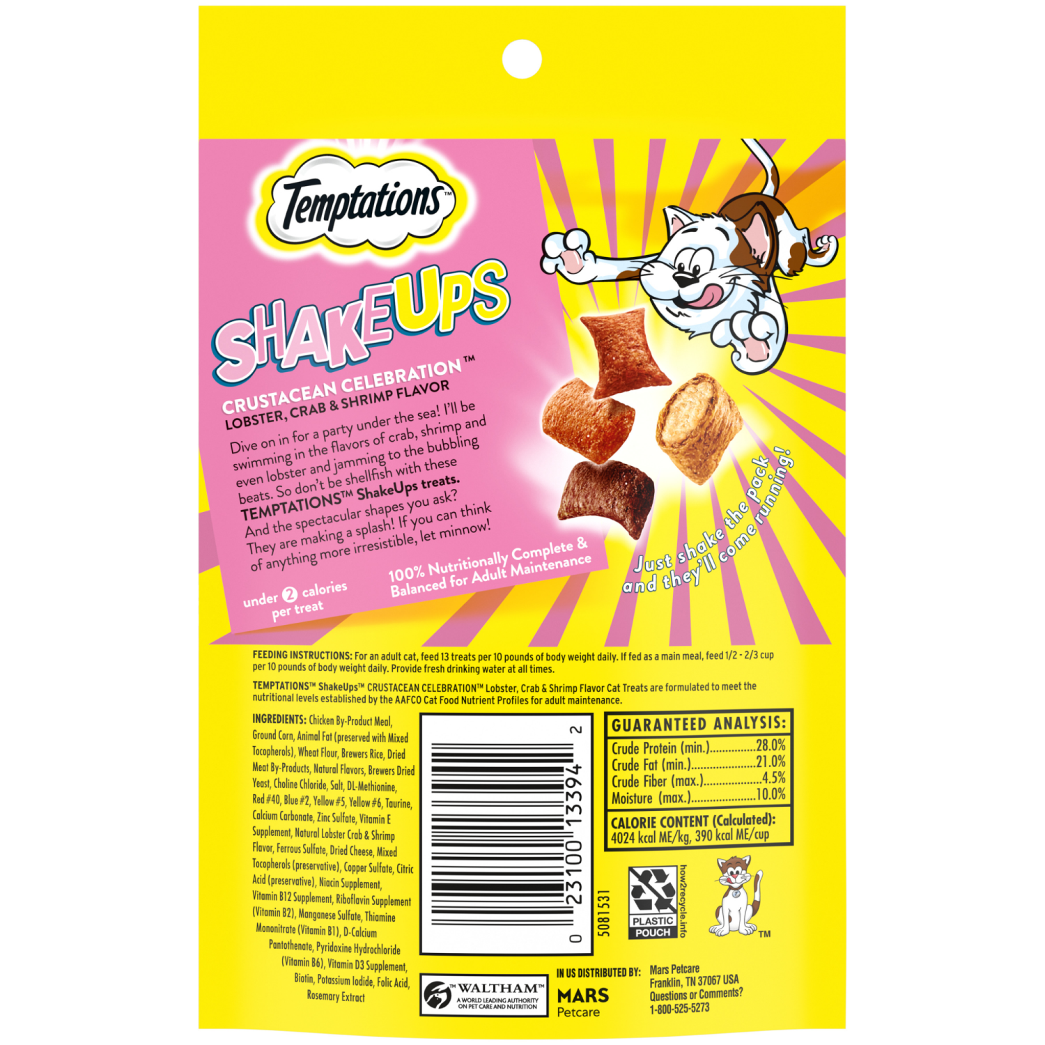 slide 6 of 8, TEMPTATIONS ShakeUps Crunchy and Soft Cat Treats, Crustacean Celebration Flavor, 2.47 oz. Pouch, 2.47 oz