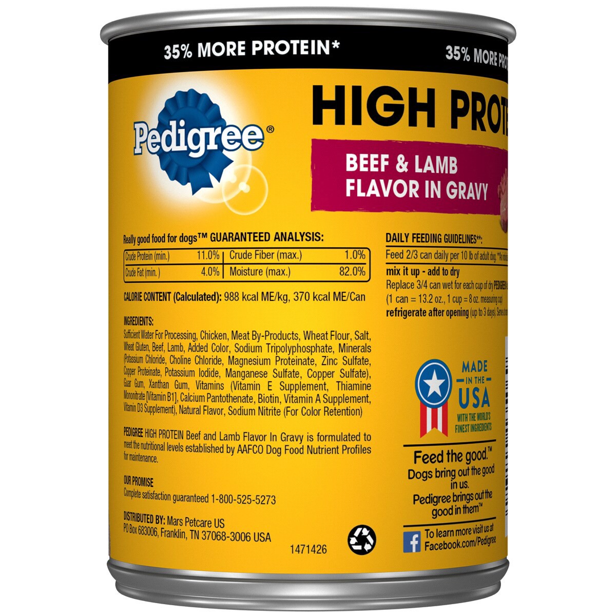 slide 3 of 5, Pedigree High Protein Cuts in Gravy Beef & Lamb Flavor Food for Dogs 13.2 oz, 13.2 oz