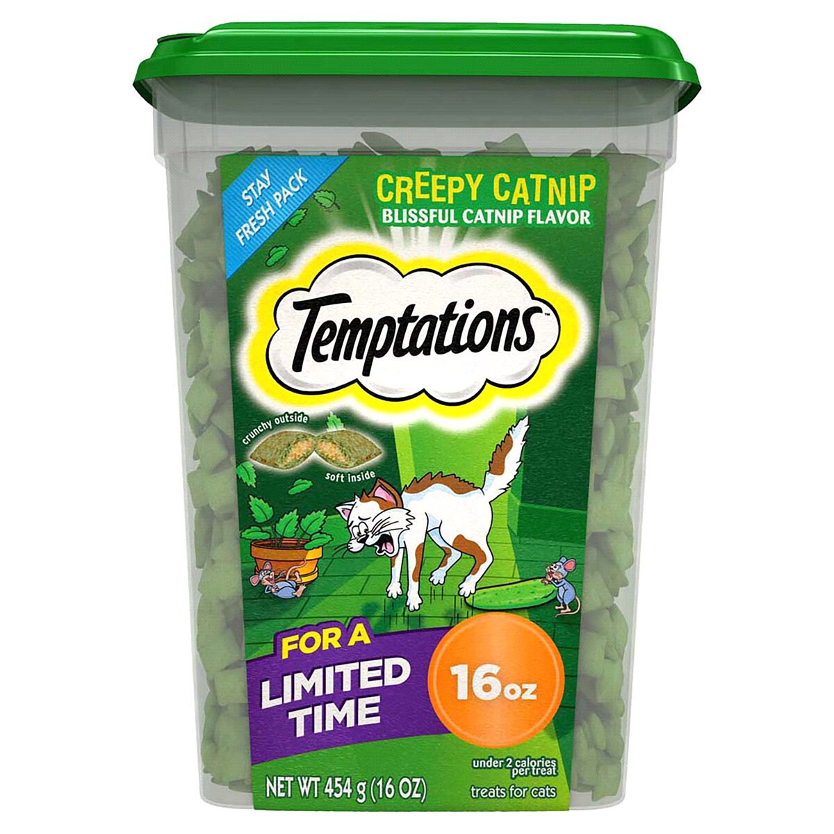 slide 1 of 4, Temptations Creepy Catnip Blissful Catnip Flavor Treats for Cats 16 oz, 16 oz