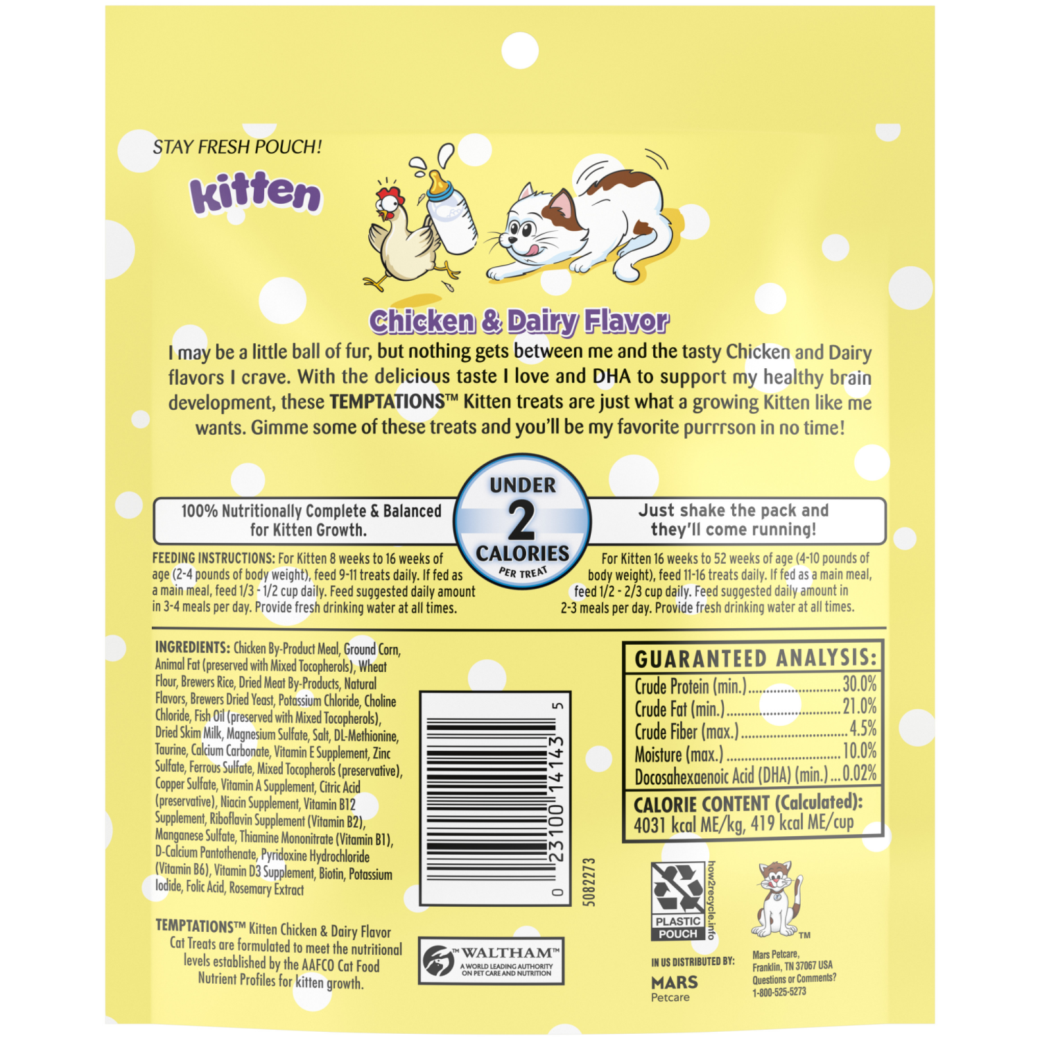 slide 4 of 5, Temptations Kitten Chicken & Dairy Flavor Treats for Cats Mega 6.3 oz, 6.3 oz