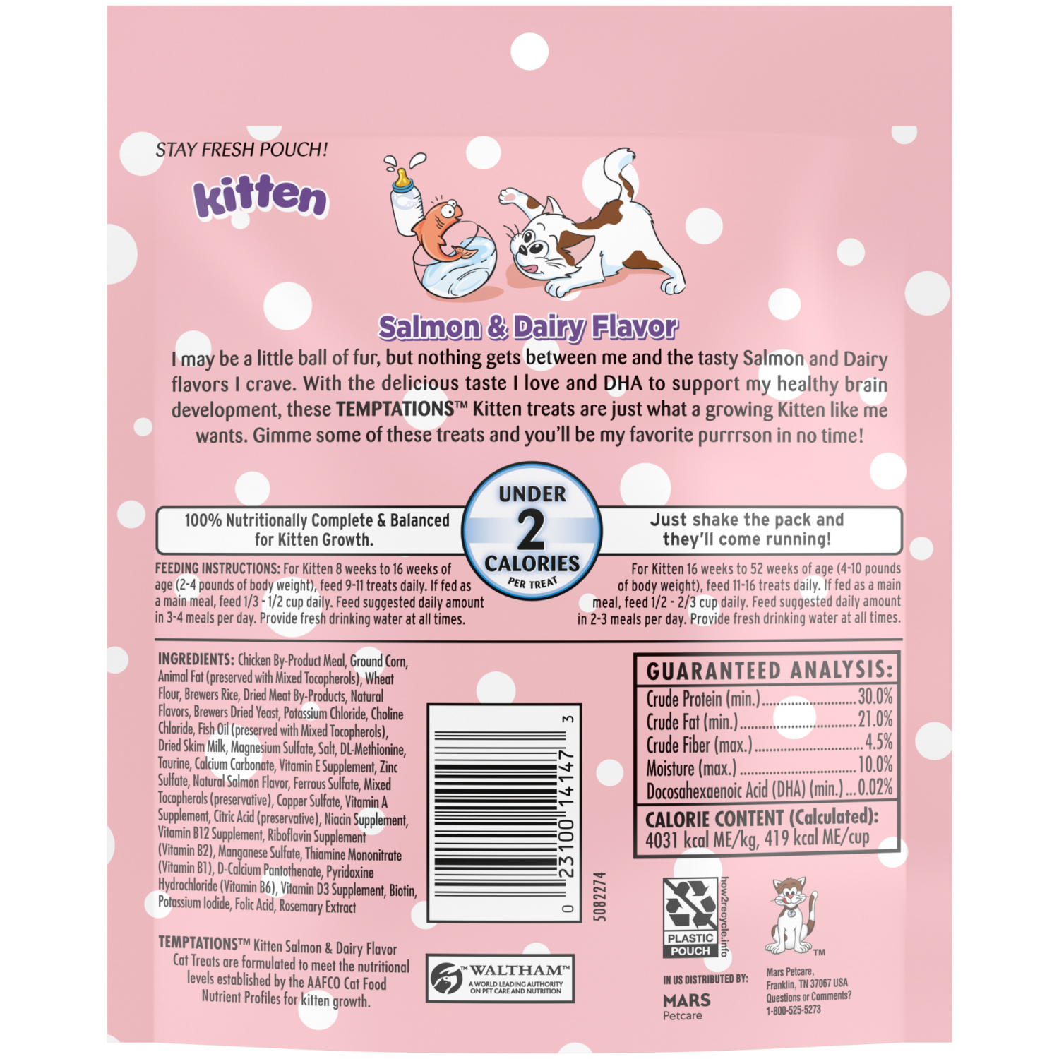 slide 4 of 5, Temptations Kitten Salmon & Dairy Flavor Treats for Cats Mega 6.3 oz, 6.3 oz