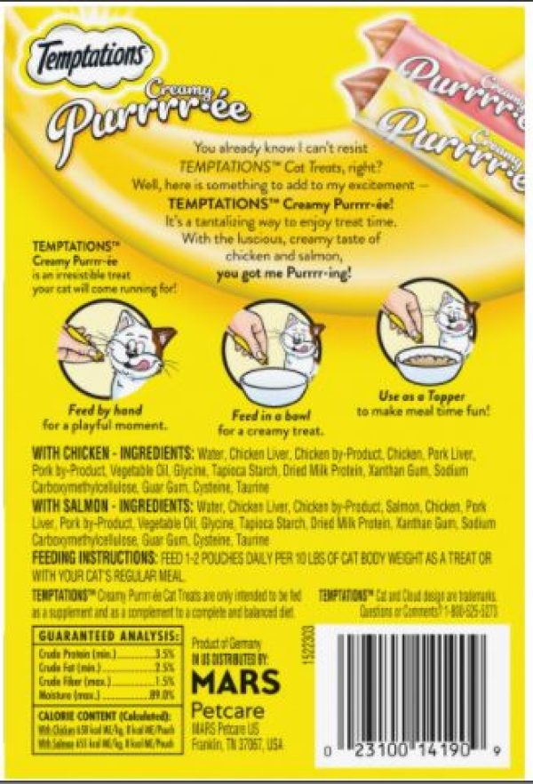 slide 9 of 17, Temptations Creamy Purrrr-ee Variety Pack Mega Treats for Cats Variety Pack 16 - 0.425 oz Pouches, 16 ct