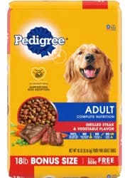 Pedigree Adult Grilled Steak & Vegetable Flavor Food for Dogs 18 lb