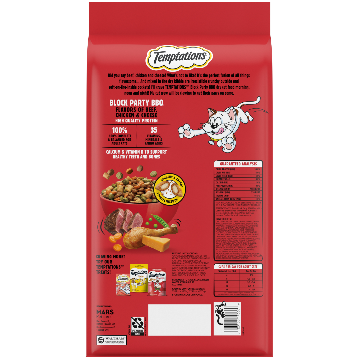 slide 6 of 8, Temptations Adult 1+ Block Party BBQ Food for Cats 6.3 lb, 6.3 lb