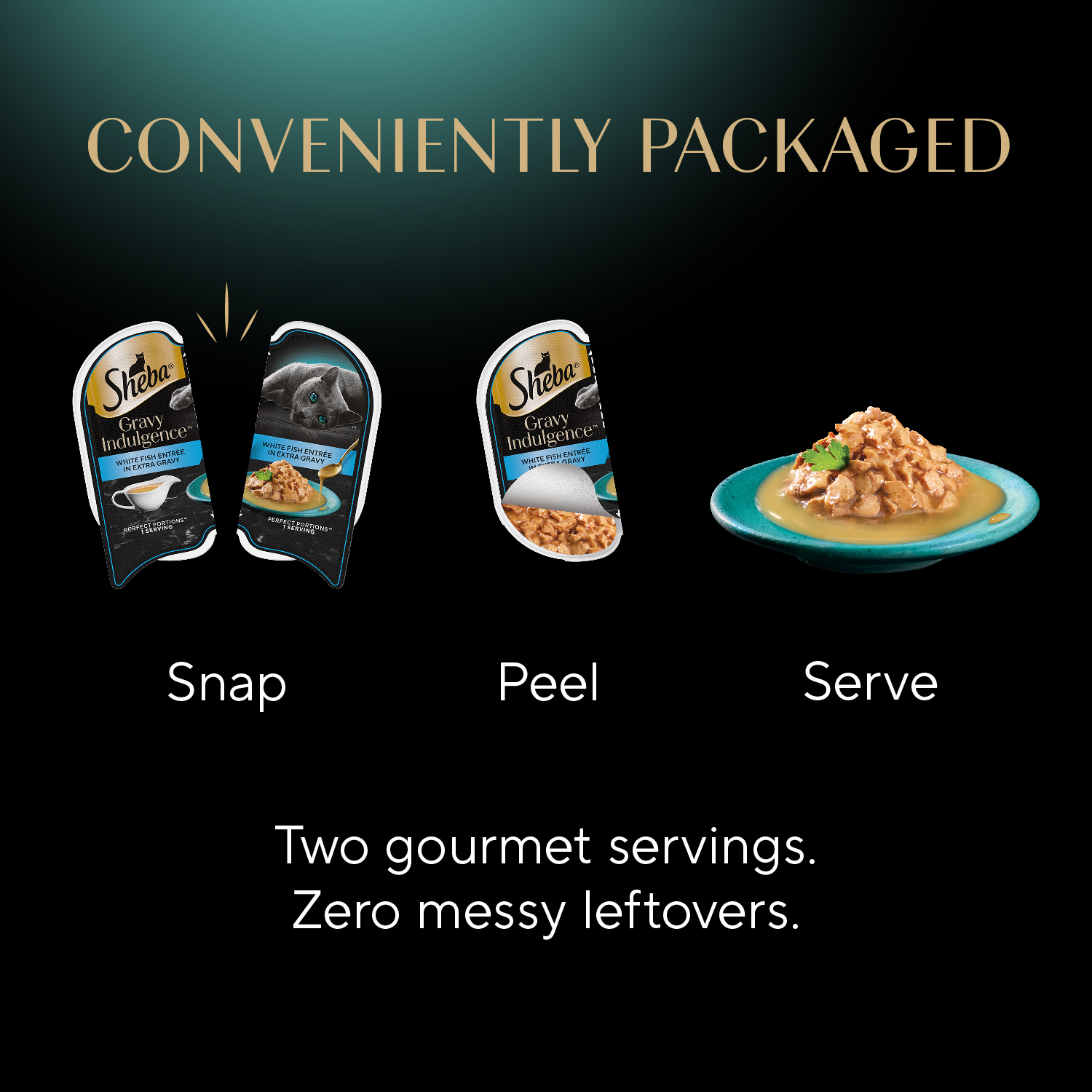 slide 4 of 8, Sheba Gravy Indulgence Premium White Fish Entree in Extra Gravy Cat Food 2 - 1.32 oz Packs, 2 ct