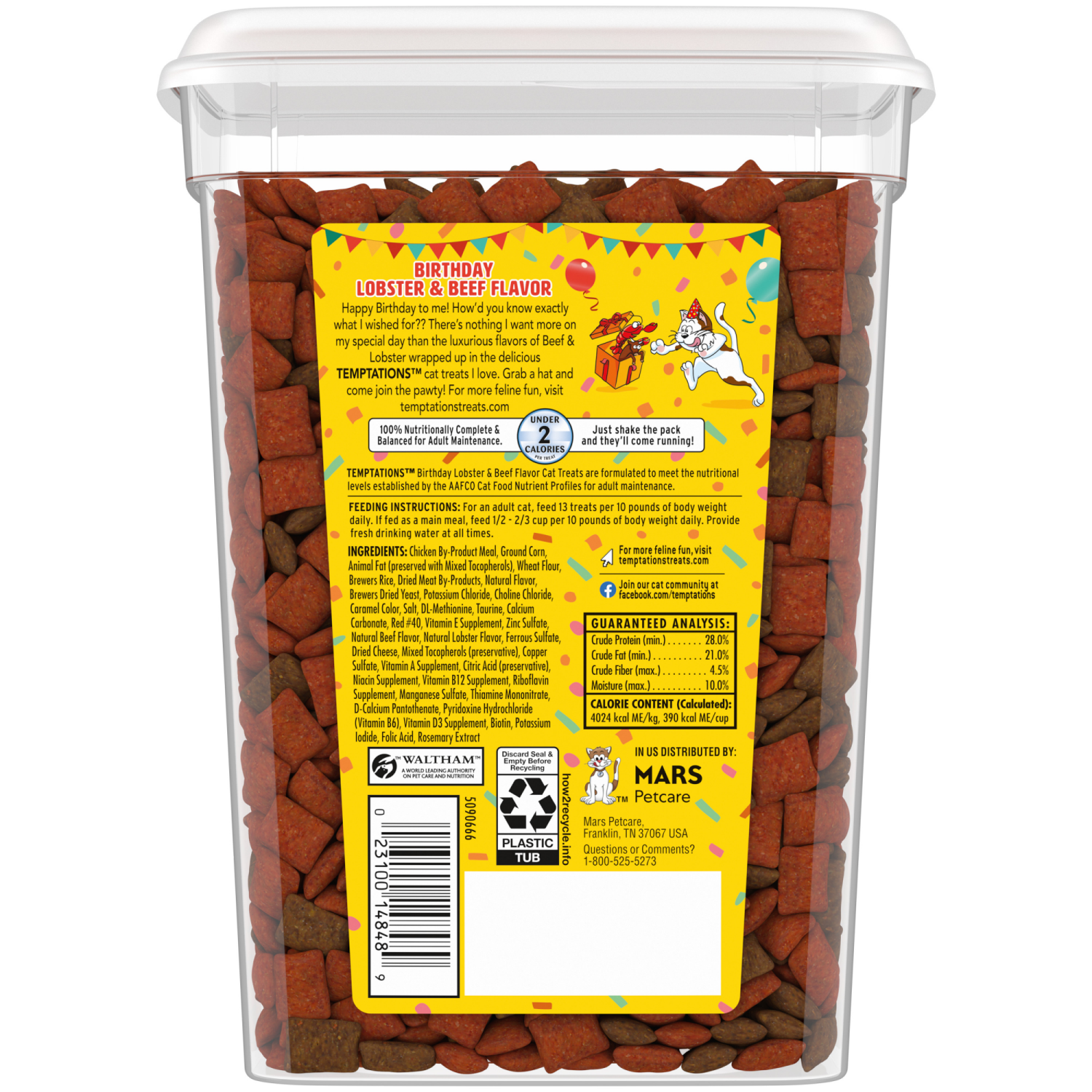 slide 6 of 7, Temptations Birthday Adult Crunchy and Soft Cat Treats Lobster and Beef, 16 oz