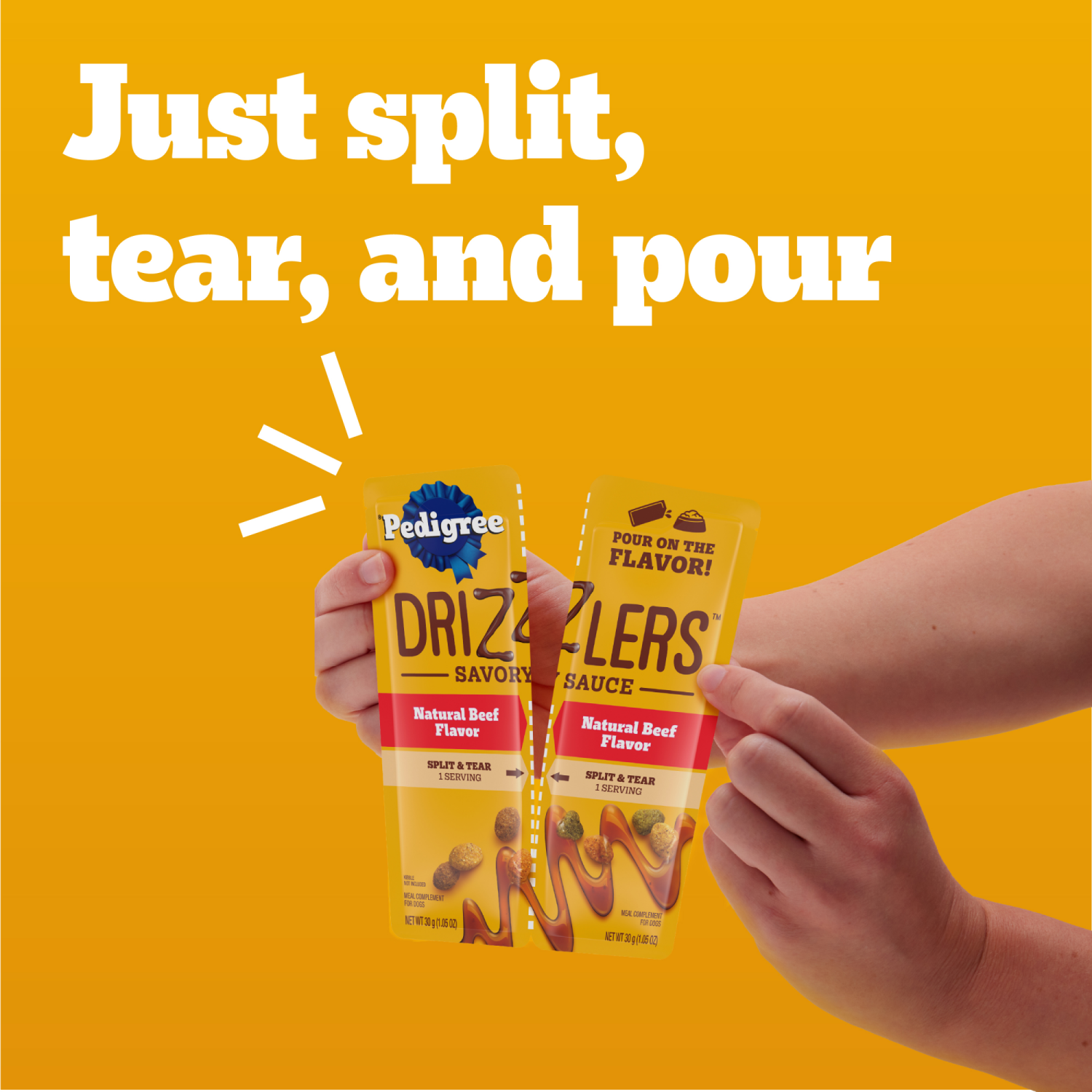 slide 7 of 8, Pedigree Drizzlers Chicken & Beef Dog Food Toppers, 8 ct, 16/1.05 oz servings, 8 ct, 16/1.05 oz