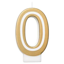 American Greetings Gold Birthday Number Candle, Number 0