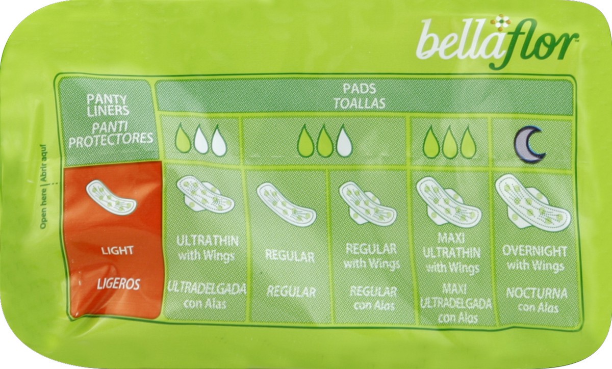 slide 6 of 8, Bella Flor Panty Liners 22 ea, 22 ct