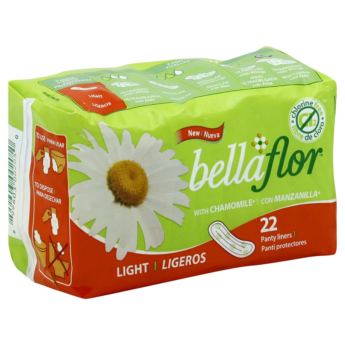 slide 7 of 8, Bella Flor Panty Liners 22 ea, 22 ct