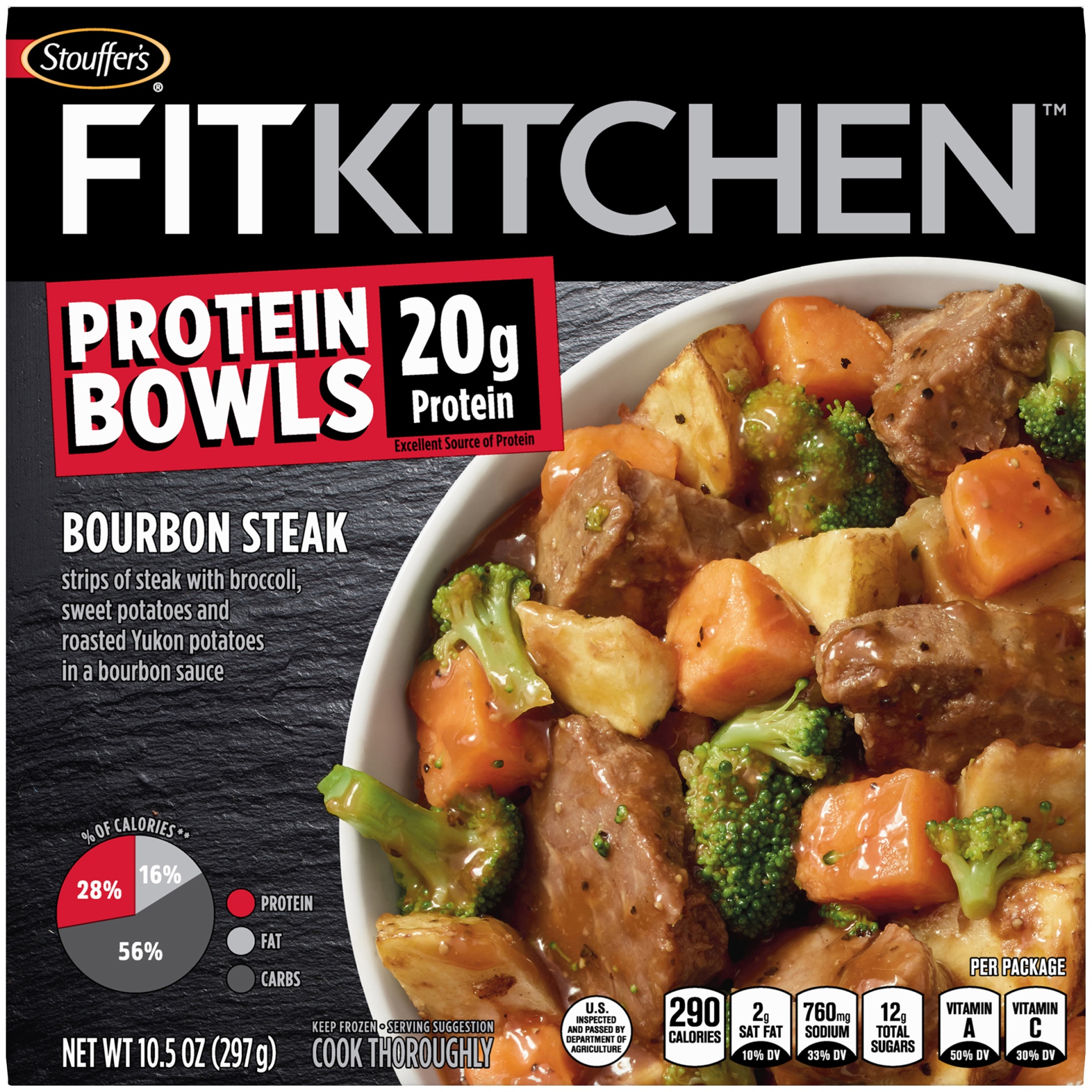 slide 1 of 1, Stouffer's Fit Kitchen Protein Bowls Bourbon Steak, 10.5 oz