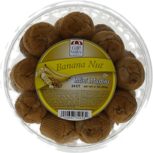 slide 1 of 2, Cafe Valley Banana Nut Mini Muffins, 24 ct