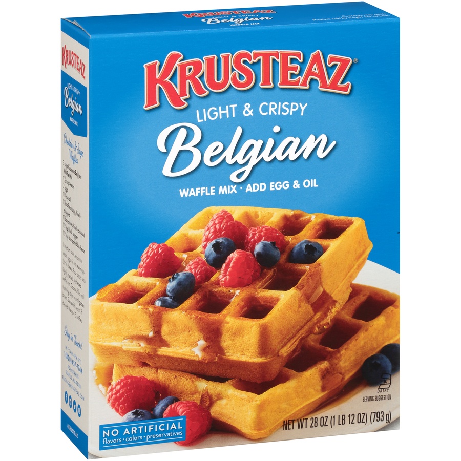 slide 8 of 8, Krusteaz Light & Crispy Belgian Waffle Mix, 28 oz