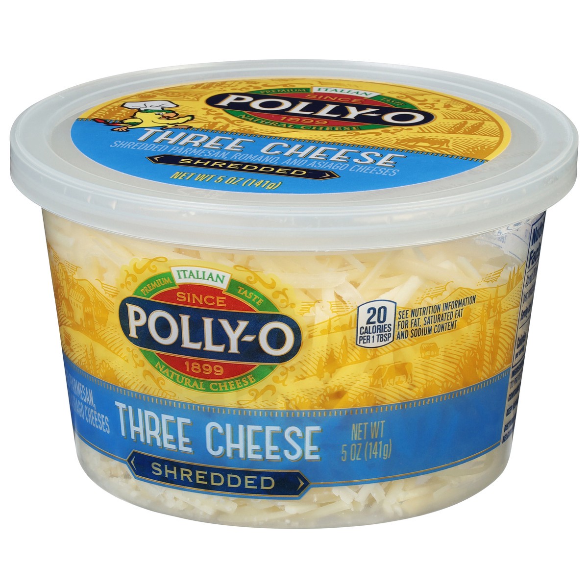 slide 5 of 9, Polly-O Three Cheese Shredded Cheese 5 oz, 5 oz