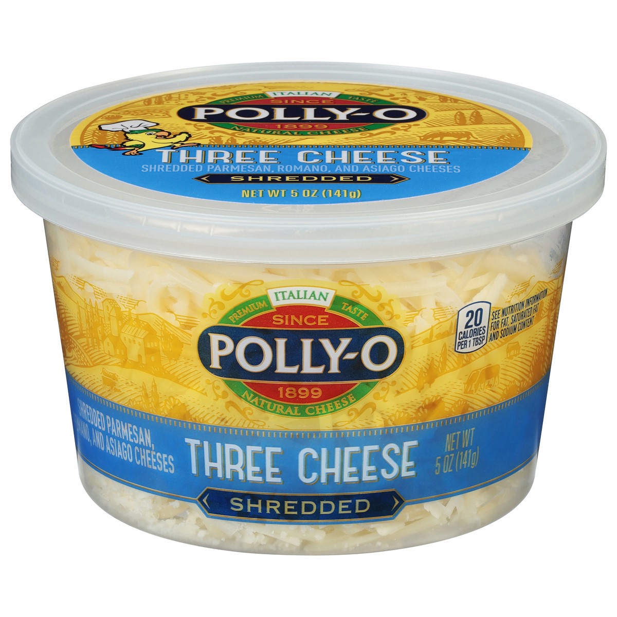 slide 1 of 9, Polly-O Three Cheese Shredded Cheese 5 oz, 5 oz