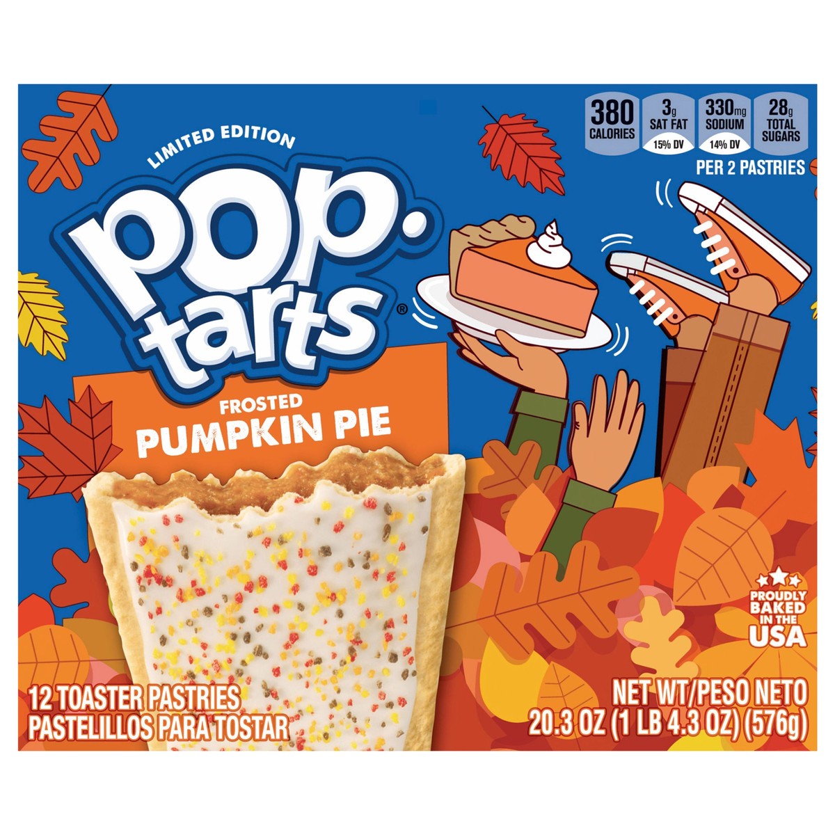 slide 1 of 5, Pop-Tarts Toaster Pastries, Breakfast Food, Kids Snacks, Limited Edition, Frosted Pumpkin Pie, 20.3oz Box, 12 Pop-Tarts, 20.3 oz