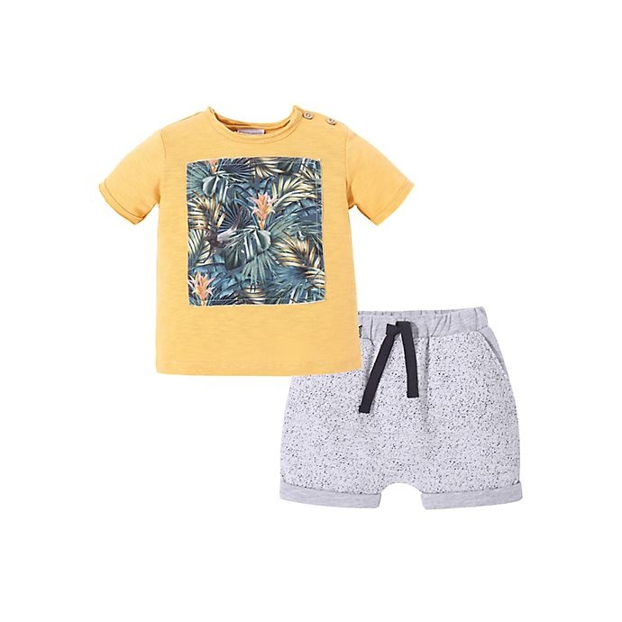 slide 1 of 8, Kidding Around Newborn Jungle T-Shirt and Shorts Set - Yellow, 2 ct