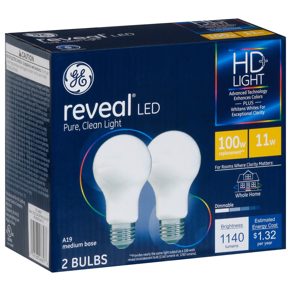 slide 2 of 9, GE Reveal 11 Watts HD+ LED Light Bulbs 2 ea, 2 ct
