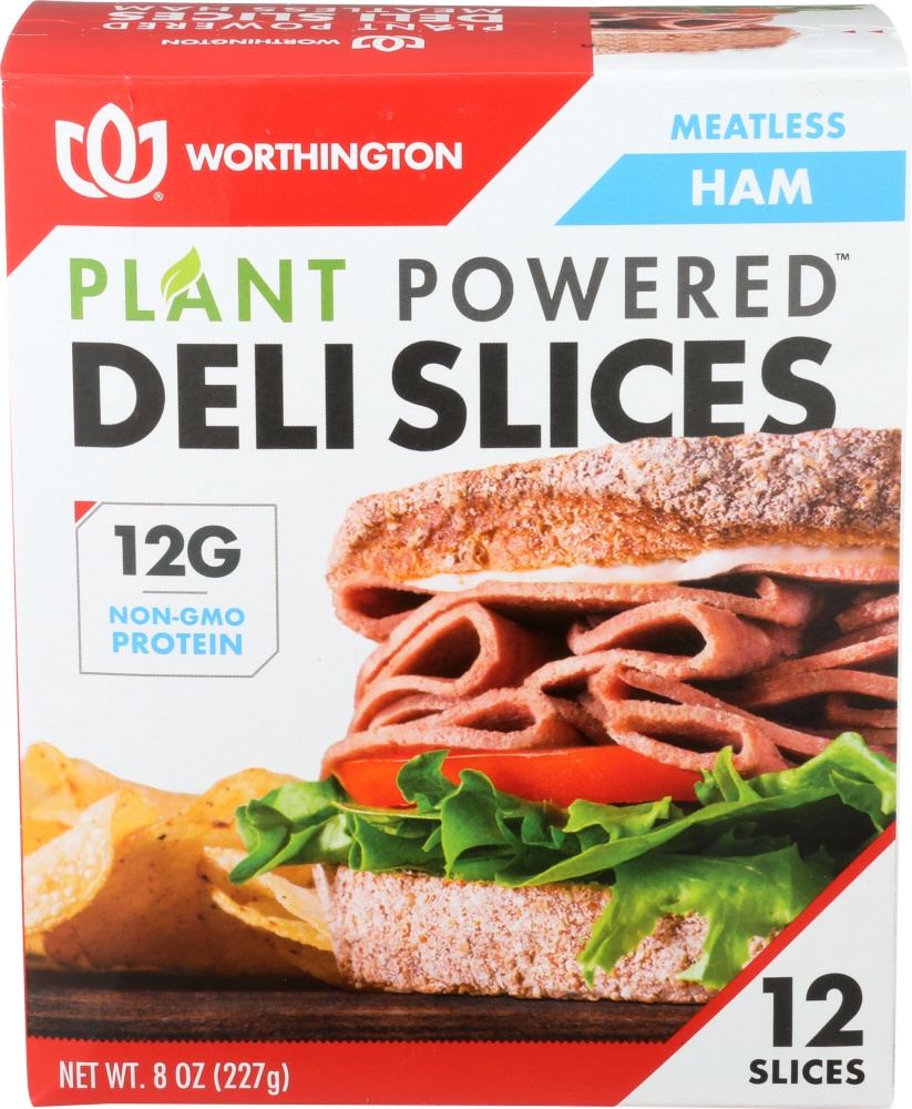 slide 1 of 1, Worthington Ham Plant Powered Deli Slices, 8 oz