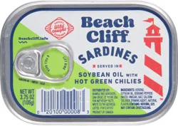 Beach Cliff in Soybean Oil with Hot Green Chilies Sardines 3.75 oz