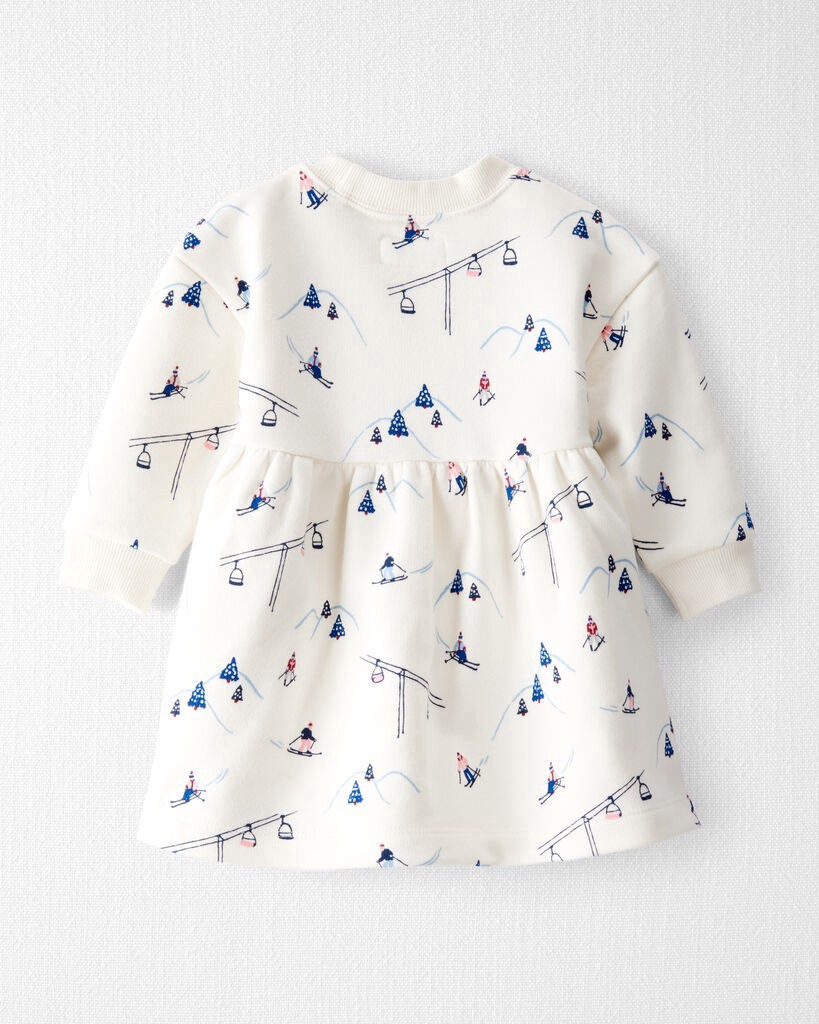 slide 3 of 5, Littleplanet Baby Girl French Terry Dress Made with Organic Cotton in Snowy Slopes Print Snowy Slopes NB, 1 ct
