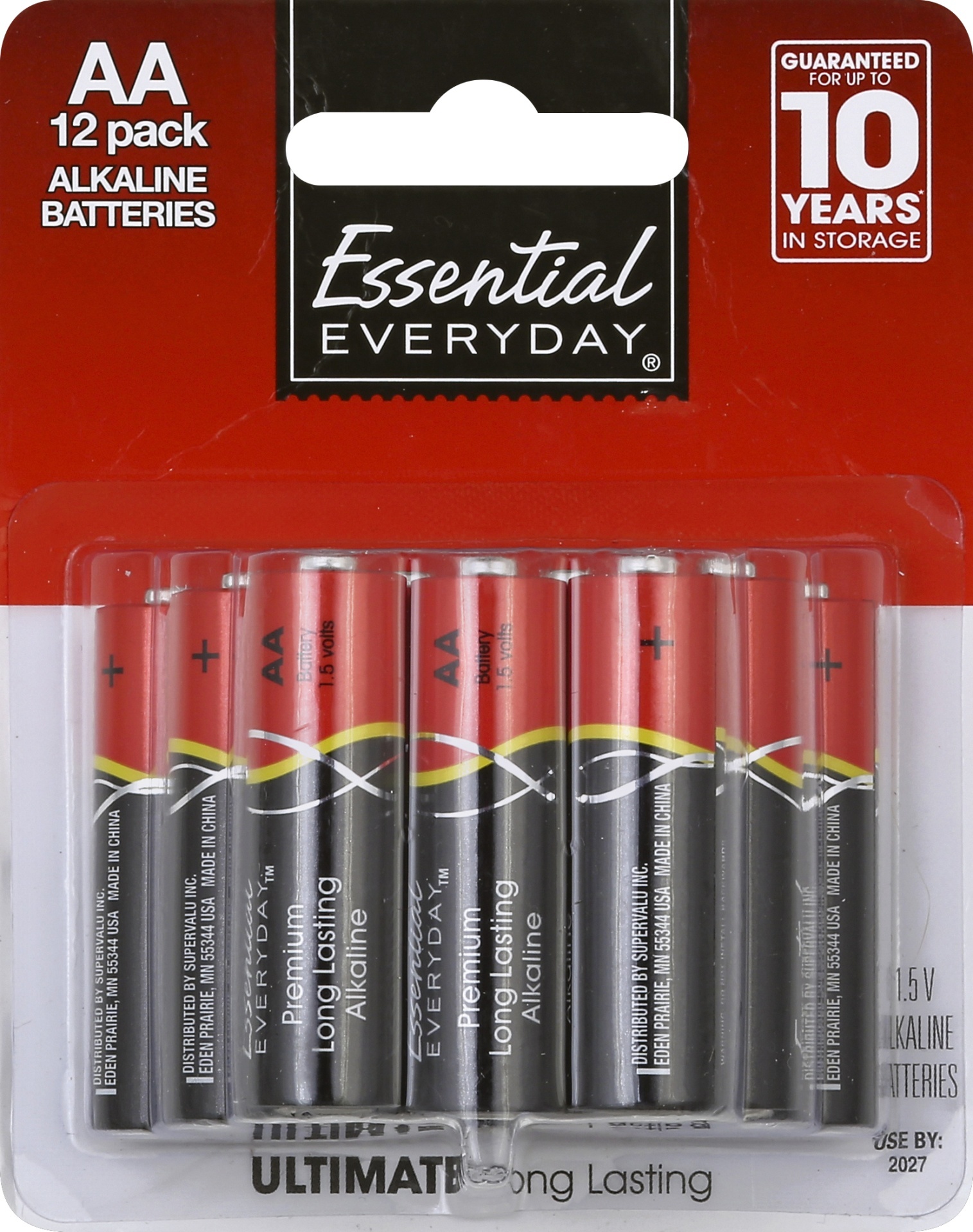 slide 1 of 1, Essential Everyday Alkaline Aa Batteries, 12 ct