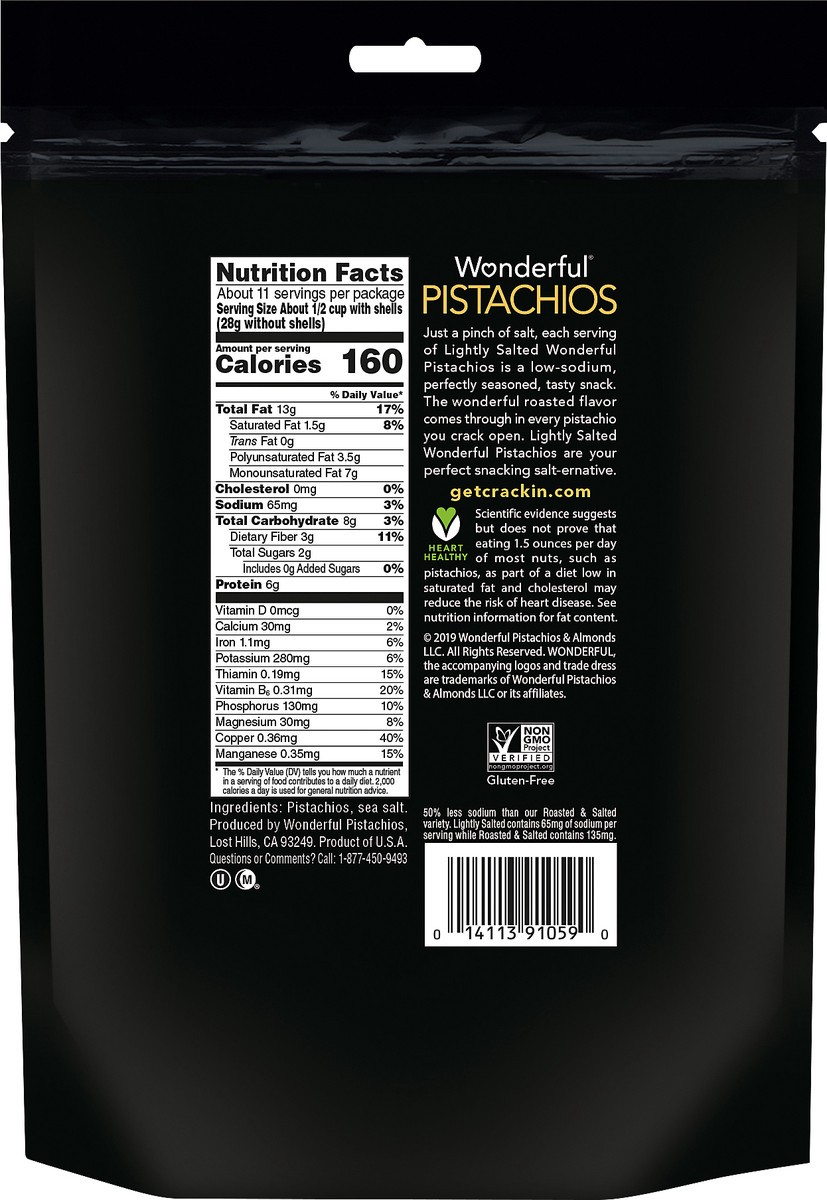 slide 3 of 3, Wonderful Pistachios, In Shell Roasted & Lightly Salted Pistachios, 20 Ounce Bag, 225 gram