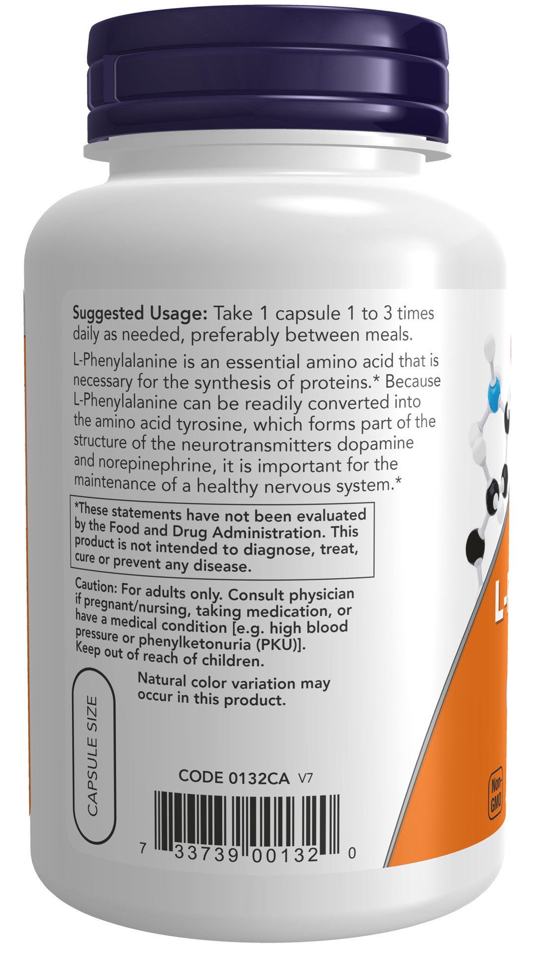 slide 4 of 4, Now Foods Phenylalanine, 120 ct