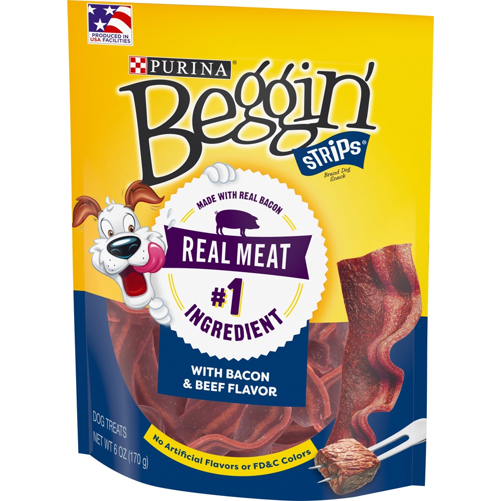 slide 2 of 9, Beggin' Purina Beggin' Strips Bacon & Beef Flavor Chewy Dog Treats - 6oz, 