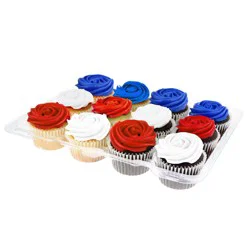 H-E-B 6 White and 6 Chocolate Cupcakes with Colored Elite Frosting