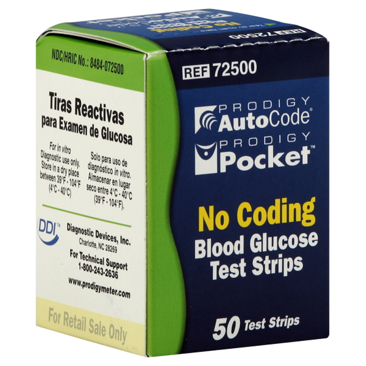 slide 1 of 1, Prodigy Auto Code No Coding Blood Glucose Test Strip, 50 ct