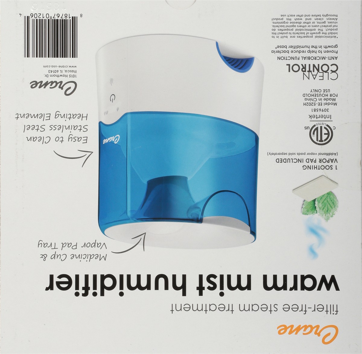 slide 6 of 9, Crane Warm Mist Humidifier 1 ea, 1 ct