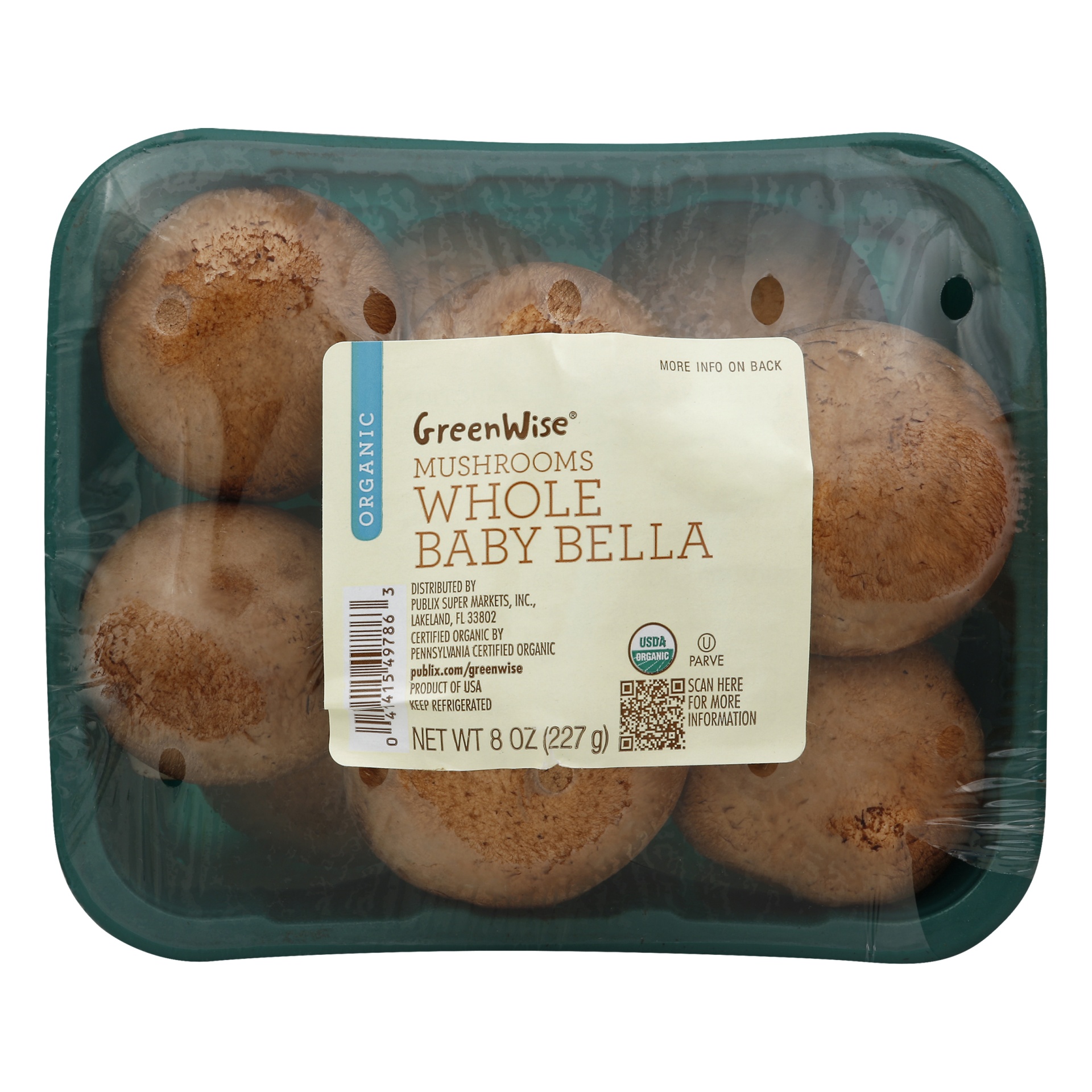 slide 1 of 1, GreenWise Organic Whole Baby Bella Mushrooms, 8 oz