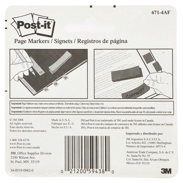 slide 3 of 5, 3M Post-it Page Markers, Assorted Colors, 1 in. x 3 in., 50 Sheets/Pad, 4 Pads/Pack, 1 ct