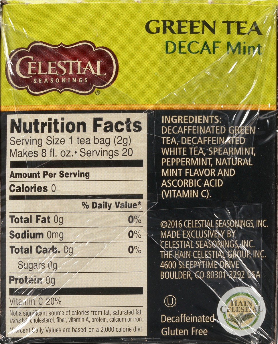 slide 7 of 11, Celestial Seasonings Decaf Mint Green Tea Bags 20 ct Box, 20 ct