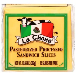 La Chona Pasteurized Processed Sandwich Slices Cheese 16 Each