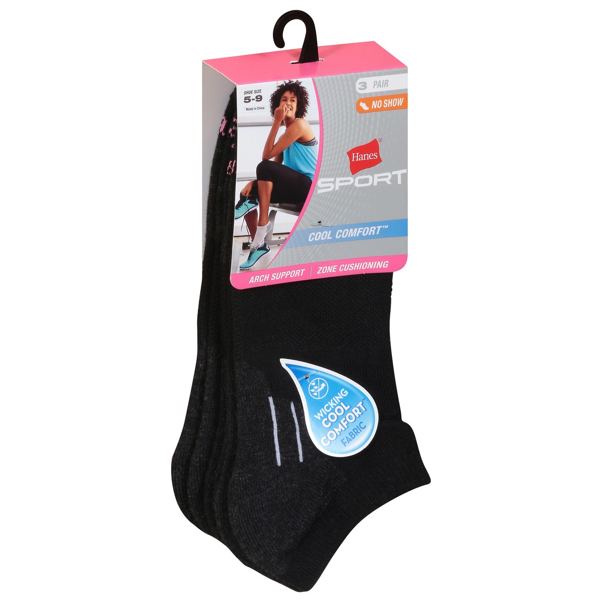 slide 9 of 9, Hanes Sport Cool Comfort No Show Socks 3 ea, 3 ct