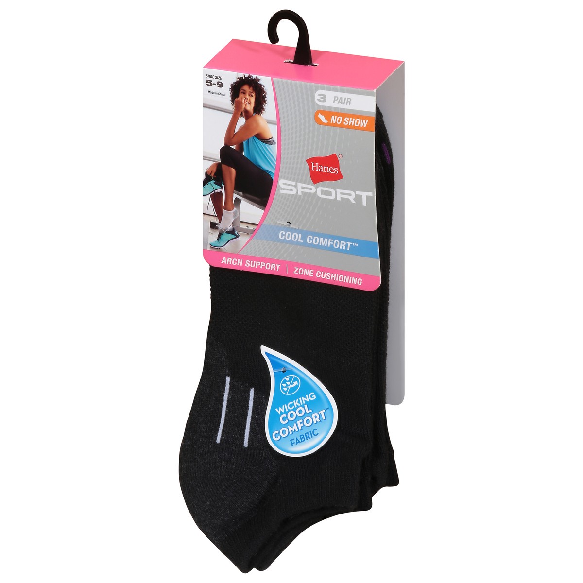 slide 7 of 9, Hanes Sport Cool Comfort No Show Socks 3 ea, 3 ct