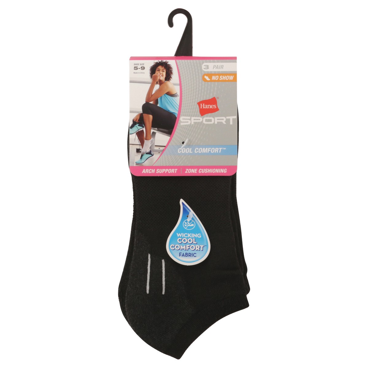 slide 1 of 9, Hanes Sport Cool Comfort No Show Socks 3 ea, 3 ct