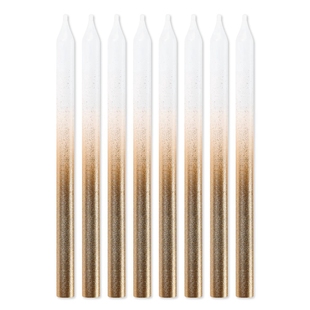 slide 3 of 3, American Greetings Candles - White and Gold Ombre, 8 ct