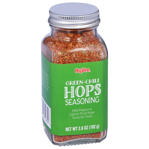 slide 1 of 1, Hy-Vee Green-Chili Hops Seasoning, 3.6 oz
