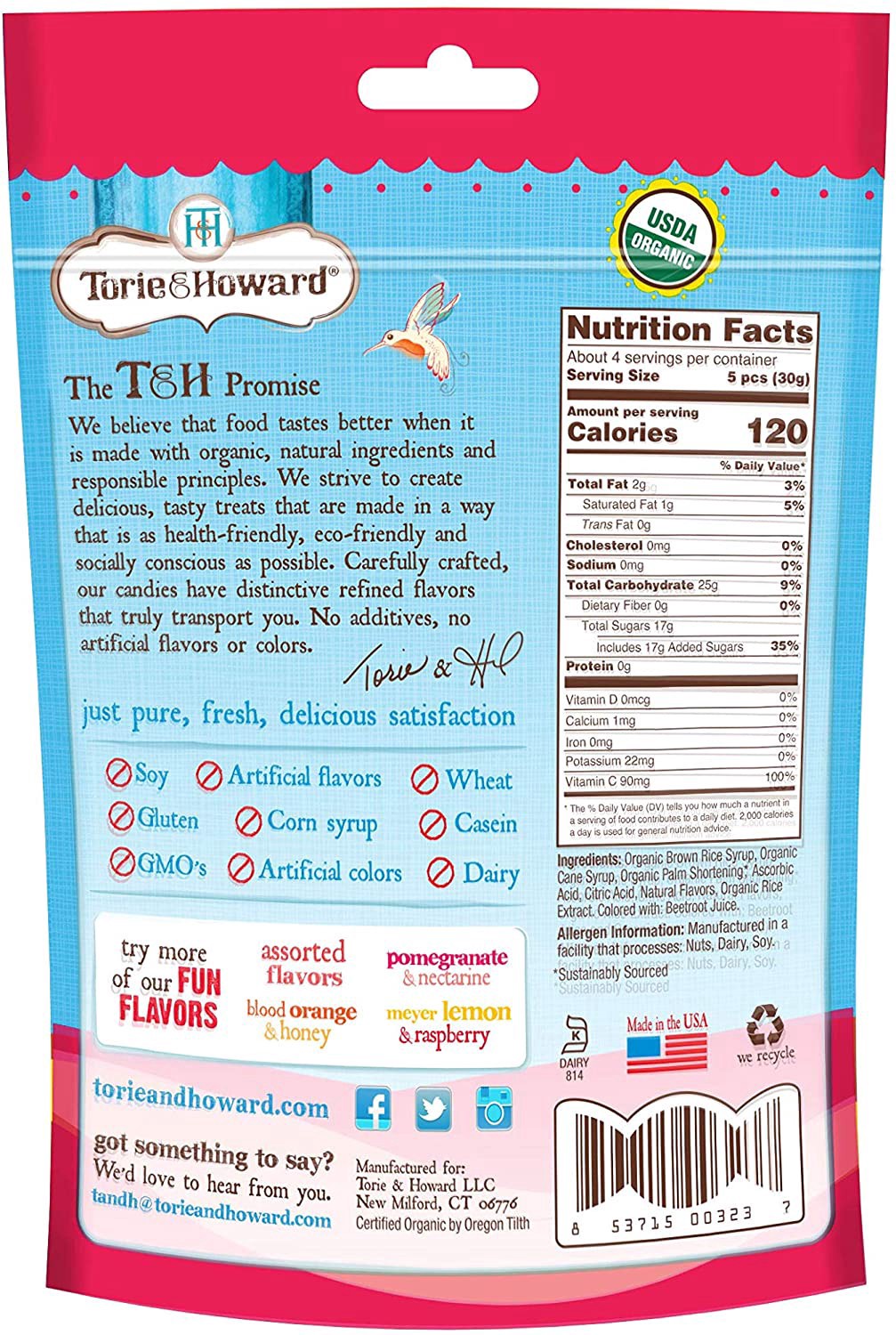 slide 2 of 2, Torie & Howard Chewie Fruities Organic Original Pomegranate & Nectarine Candy Chews 4.0 oz, 4 oz